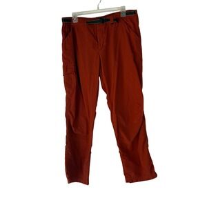 REI Womens Size 12 Cargo Hiking‎ Pants UPF 30+ Nylon Rust Orange Belted Outdoor
